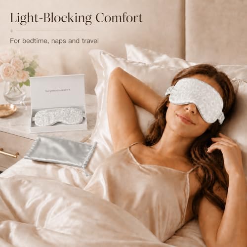Silk Sleep Mask Light Blocking Luxury 100% Mulberry 22mm Silk Eye Mask Eye Cover Blindfold Ultra Soft Light & Comfy Anti Aging Skin Care with Travel Bag Gift Package - Image 6