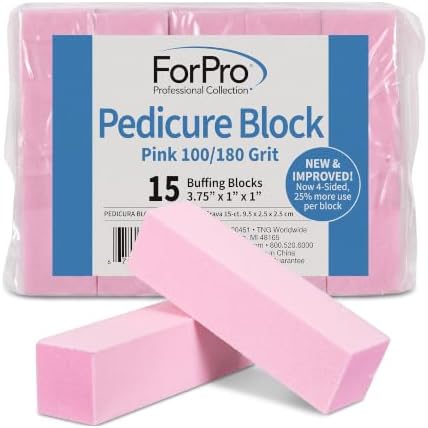 ForPro 15 Pack Pink Buffing Block, 100/180 Grit, 3.75" x 1" x 1" Buffer - Image 2