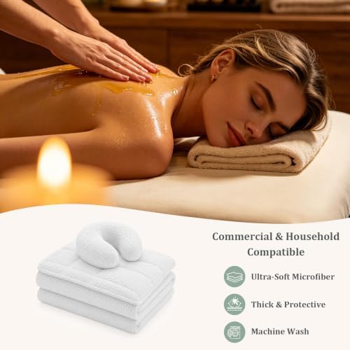 Fleece Massage Table Pad Set with Face Cradle Cover 29” W x 72” L, White - Image 7