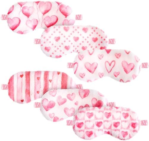Cuffbow 6 Pack Fuzzy Sleep Masks Plush Eye Mask,Heart,Pink by Cuffbow