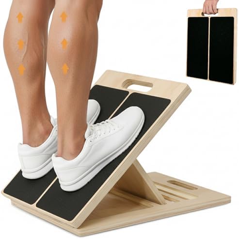 Adjustable Wooden Slant Board for Calf Stretching, 5-Level Incline Board for Ankle Mobility, Leg Stretching & Balance Training, Non-Slip Calf Stretcher for Physical Therapy, Yoga, Fitness & Home Gym by Unknown