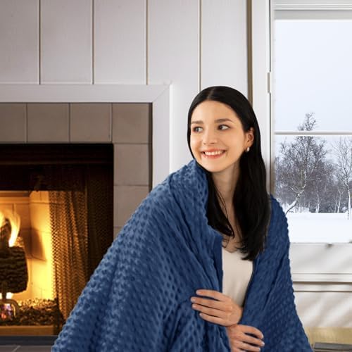 yescool Weighted Blanket with Cover (7 lbs, 41" x 60", Cobalt Blue) Heavy Blanket for Sleeping Perfect for 60-90 lbs, Breathable Blanket with Premium Glass Bead, Machine Washable - Image 6