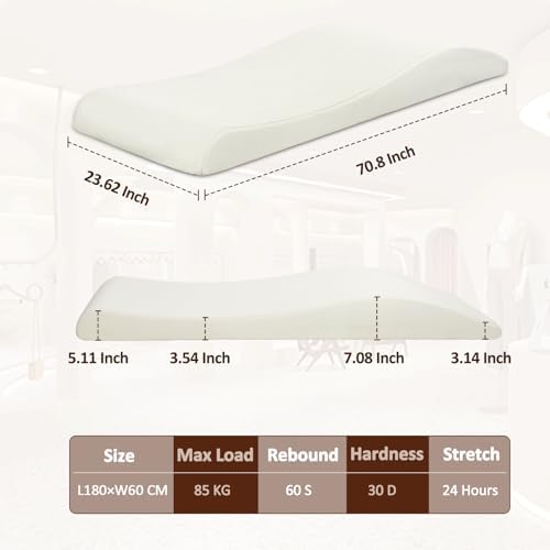 Ergonomic Lash Bed Topper,Esthetician Curvy Massage Table Pad,70.8"x23.6" - Image 4