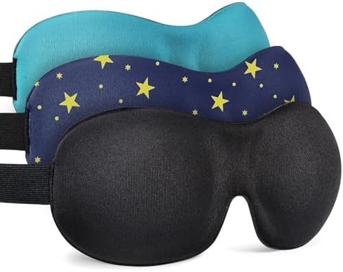 Sleep Mask Invisible Alar Deep Orbit 3D Eye Mask Ultra Lightweight & Comfortable Sleeping Mask for Travel, Nap Shift Works 3 Pack by AMAZKER