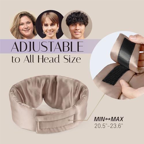 Silk Sleep Mask Soft Pressureless: 100% Mulberry Silk for Eye Skin Anti Wrinkles, Large Size for Total Blackout, Adjustable Wide Velcro Ear Cover - Image 7
