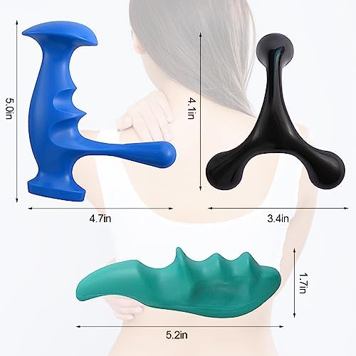 Manual Trigger Point Massage Tool and Thumb Saver for Full Body Deep Tissue Massage, Set Include 1 Green Thumb Protector Tool 1 Palm Urchin Massage Tool Hand Held 4-Legged Massage Knobs - Image 2