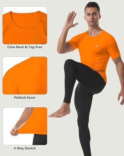 Roadbox Compression Shirt Men Short Sleeve, Cool Dry Base Layer Athletic Undershirts, Workout T-Shirt for Sports Gym Running - Image 4