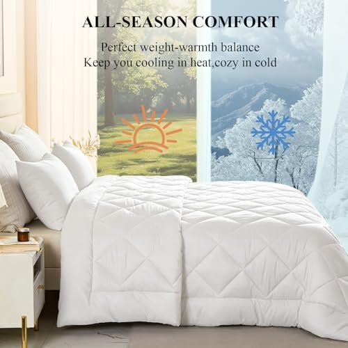 128x120 Oversized King Comforter, Extra Large King Size Comforter Oversized, All Season Soft Lightweight Quilt Down Alternative Duvet Insert with 8 Corner Tabs(128x120, White) - Image 3