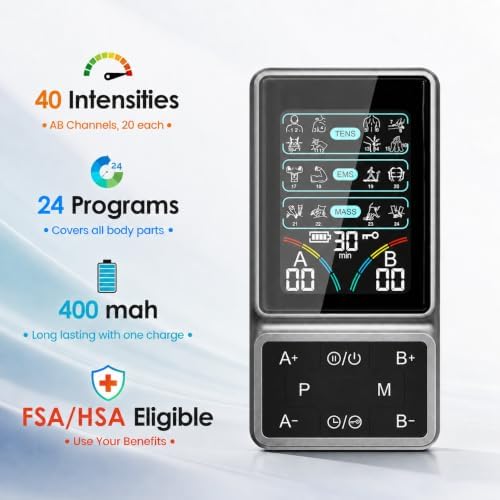 TENS Unit Muscle Stimulator with HD Color Screen, 3-in-1 TENS EMS Machine for Pain Relief & Muscle Recovery, 24 Modes Pulse Massager for Sciatica, Back, Hip, Neck, Shoulder and Elbow Pain - Image 5