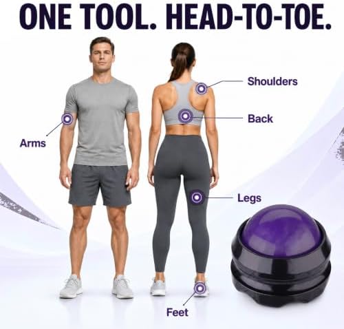 Manual Massage Ball Roller for Forearm & Muscle Pain Relief - Purple Handheld Self Massage Tool for Essential Oils & Lotion - Image 4