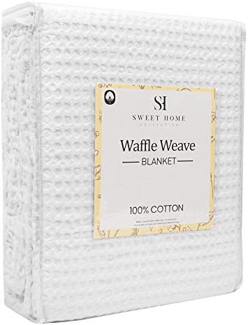 Sweet Home Collection 100% Fine Cotton Blanket Luxurious Weave Stylish Design Soft and Comfortable All Season Warmth, Full/Queen, Waffle Weave White(Pack of 1) - Image 3