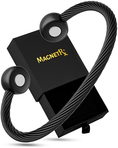MagnetRX® Twisted Cable Magnetic Bracelet Cuff (Black, Medium) by MagnetRX
