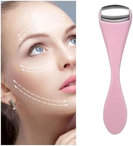 Mini Eye Face Rollers Massager 304 Stainless Steel Ice Silicone Roller for Relief Pain Skincare Facial Women Girl Gift Pink Color - Image 4