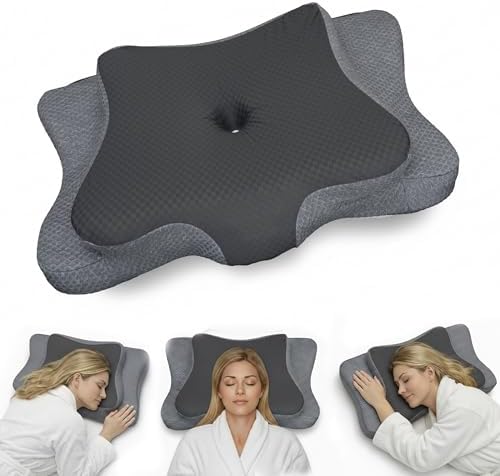 Ergonomic Cervical Neck Pillow for Sleeping – Cooling Memory Foam Cervical Pillow for Side Sleepers and Back Sleepers – Contour Neck Support (Dark Grey, Cooling) by Unknown