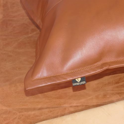 LL LEATHER LOVERS 100% Lambskin Leather Pillow Cover - Sofa Cushion Case - Decorative Throw Covers for Living Room & Bedroom, Mango Tan Antique Pack of 1-10X18 Inch - Image 5
