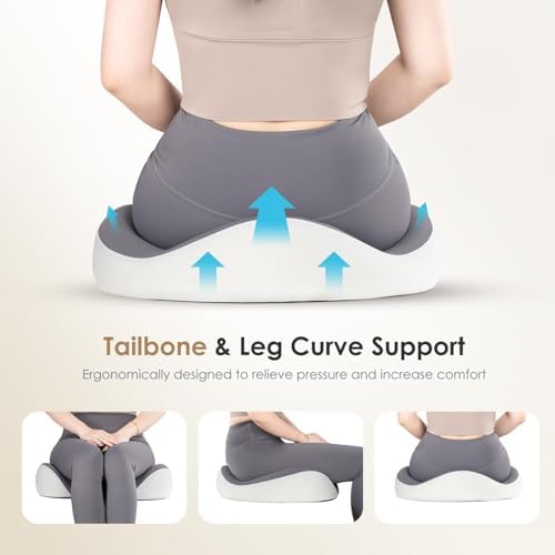 FLORICH Upgraded Ergonomic Memory Foam Car Seat Cushion with Lumbar Support, Non-Slip, Washable Driving Seat Cushion for Back & Sciatica Pain Relief, Large Car Seat Cushion Driver, Office-Gray - Image 3