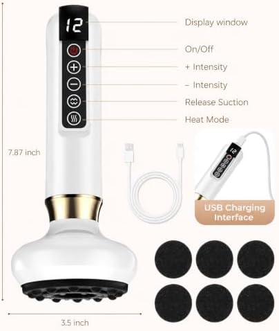 Lymphatic Drainage Massager Electric Cupping Massager with Heat Vibration and Red Light, 12 Level Suction Body Massager for Legs Arms Waist Abdomen, Rechargeable Cellulite Massage Tool for Home Use - Image 5