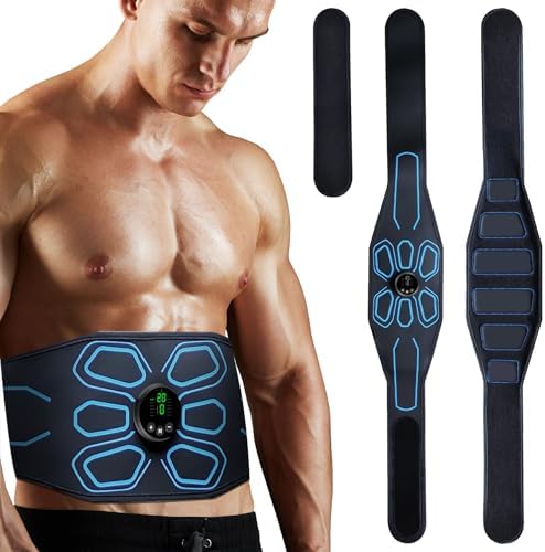 FDA Cleared - MHD TENS Muscle Stimulator Electronic Abs Muscle Toner Ab Machine Trainer for Abdomen Easy Abs Muscle Stimulation and Activation, Home Gym Use Black1 by Gnisang