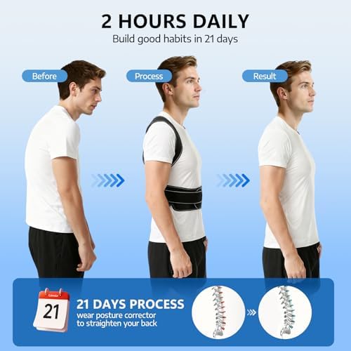 Posture Corrector, Back Posture Corrector for Men and Women, Adjustable Shoulder Back Support, Shoulder Straightener for Scoliosis, Hunchback, Thoracic, Back Pain Relief (S, Black) - Image 2