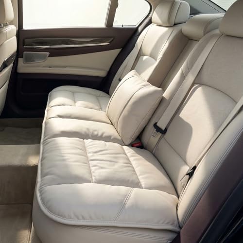 A leather rear seat cushion specially designed for cars - made by hand - can relieve pain in the buttocks, pressure points, and sciatic nerve. | Rear seat cover (Off White, Rear Seat Cushion) by CORRIDOR