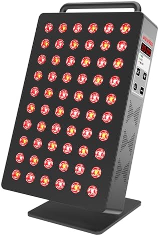 Red Light Therapy Panel 5 Wavelength 60 Dual Chip LEDs 630+660+810+830+850nm Red and Near Infrared Lamp Therapy Device 100W with Timer & Stand for Body Pain Relief Face Skin Health Sleep Black by Unknown