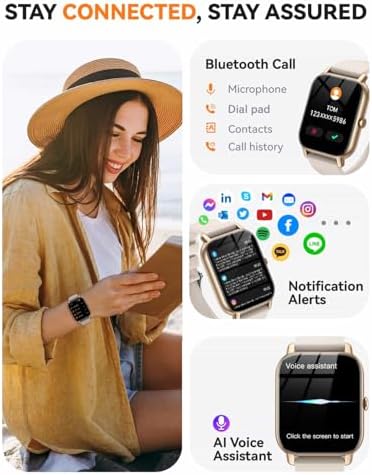 Smart Watches for Men Women, Fitness Tracker with Activity Counter/Sleep Monitor, IP68 Waterproof Smart Watch for Android iPhone iOS Compatible (Champagne Gold, 1.83) - Image 2