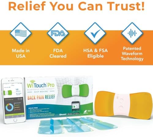 WiTouch Pro TENS Unit for Back Pain Relief & Recovery, Wireless, Wearable Muscle Stimulator, Made in USA, Gel Pads Included - Image 2