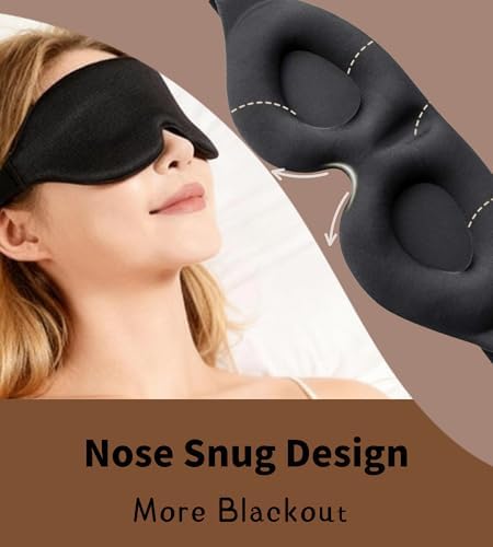 Sleep Mask for Women Men Comfortable Blockout Soft 3D Padded Eye Mask for Sleeping Side Sleeper Friendly Black - Image 4