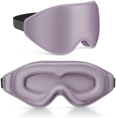 99% Fully Block Out Light Eye Sleep Mask, 3D Deep Contoured Eyes Cover Zero Pressure, Long Lash Extension Eyes Mask with Adjustable Straps for Sleeping Travel Home Nap Rest Women Men (Light Purple) by Unknown