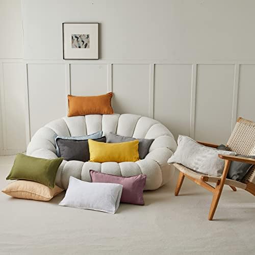 Simple&Opulence 100% Linen Lumbar Pillow Cover 12 x 20 Inches Set of 2 Rectangular Decorative Throw Cushion Cover for Couch Sofa Bed Living Room Office Soft Breathable Farmhouse - Purple - Image 6