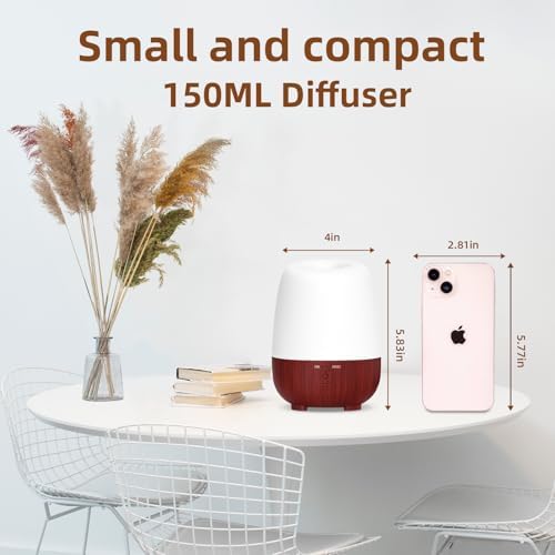 SEEDSEEL 150ML Cordless Essential Oil Diffuser, Rechargeable Battery-Operated Quiet Aromatherapy Diffuser with 7-Hour Runtime,2 Timer Settings & 7-Color LED Light for Bathroom,Bedroom,Living,Room - Image 4
