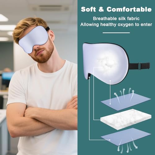 Sleep Mask for Side Sleeper Women Men, Eye Mask for Sleeping Light Blocking, 3D Contoured Cup Sleeping Mask, Soft Breathable Sleep Eye Mask with Adjustable Elastic Strap for Travel (Purple) - Image 4