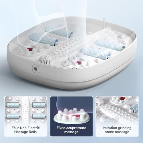 Collapsible Foot Spa Massage with Water and Electricity Separation System,Foot Bath with Three Level Temperature Control,Bubble,Remote,Red Light,Timer,and Four Set Non-Electric Massage Rolls - Image 3