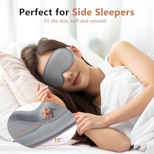 Sleep Mask for Side Sleeper Women Men, Eye Mask for Sleeping Light Blocking, 3D Contoured Cup Sleeping Mask, Soft Breathable Sleep Eye Mask with Adjustable Elastic Strap for Travel - Image 2