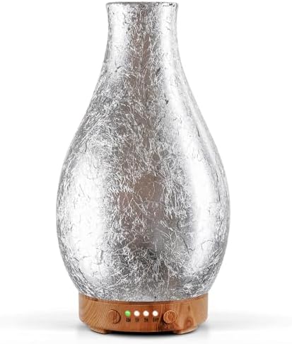 Porseme 100ml Silver-Plated Volcano Essential Oil Diffuser 3D Glass - Elegant and Effective Aromatherapy with 7 Color Changing LEDs and Waterless Auto-Off BPA Free for Home Yoga Leisure SPA Gift by Porseme