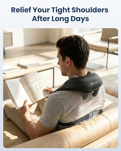COMFIER Hands-Free Neck and Shoulder Massager with Heat, Cordless 4D Shiatsu Deep Kneading Massager, Rechargeable Upper Back & Trapezius Massage for Home, Office, Housework，Black - Image 2