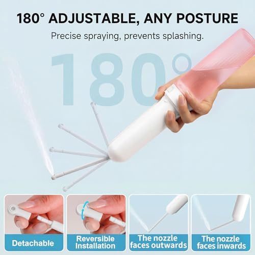 Portable Bidet for Travel,Rechargeable Electric Handheld Travel Bidet Sprayer for Women,Collapsible,Portatil Peri Water Bottle Bidets for Hygiene,Camping, Backpacking,Backcountry,Hiking（Pink） - Image 2