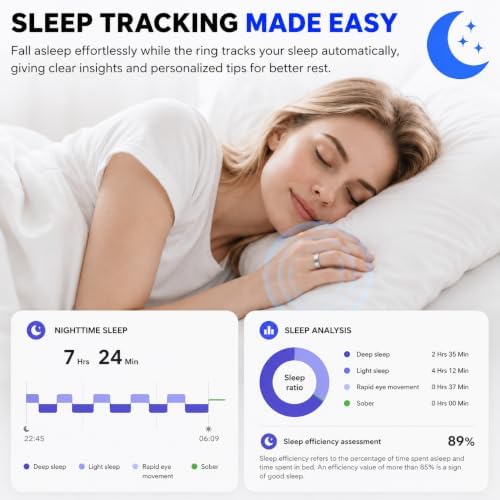 Smart Ring for Women & Men, Fitness and Health Tracker Ring(Silver 12) - Image 4