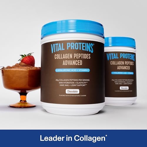 Vital Proteins Collagen Peptides Advanced, Hydrolyzed Peptides with Hyaluronic Acid and Vitamin C - Chocolate Flavor Powder, 24.7oz (Pack of 2) - Image 2