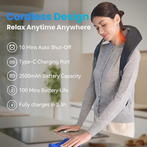 COMFIER Cordless Neck Shoulder Massager with Heat,Classic Black - Image 2