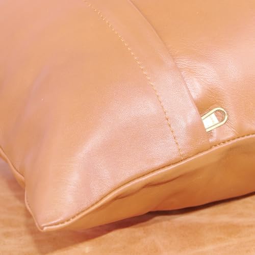 LL LEATHER LOVERS 100% Lambskin Leather Pillow Cover - Sofa Cushion Case - Decorative Throw Covers for Living Room & Bedroom, Camel Antique Plane Pack of 2-10X18 Inch - Image 5