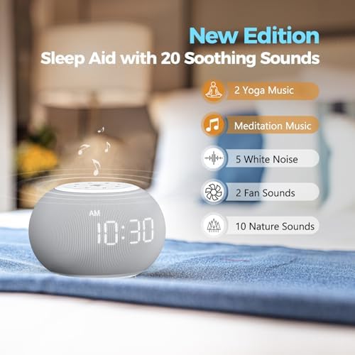 REACHER Auto-Dimmable Sound Machine Alarm Clock with 20 Sounds&Night Light - Image 4