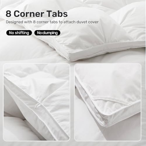 UNIKOME California King Size Goose Feather Down Fiber Comforter, White - Image 4