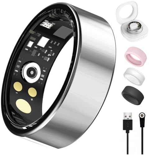Smart Ring for Women & Men, Health Tracker Ring with Heart Rate, Blood Oxygen,Blood Pressure, IP68 Waterproof Fitness Ring, Sleep Tracker for iPhone and Android, No APP Fee by Oucscru-SmartHealthDevices