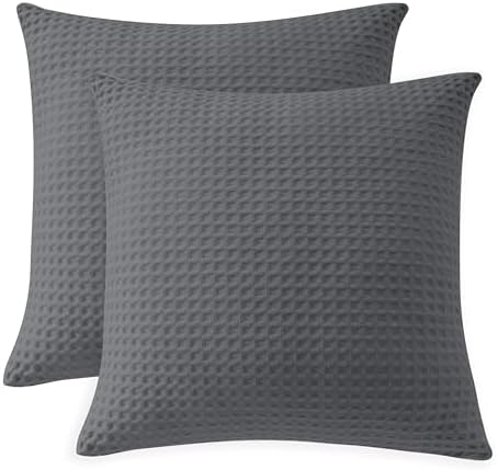 100% Egyptian Cotton 600 TC Waffle Weave Throw Pillow Covers 4 Pack by ZaizaiHome