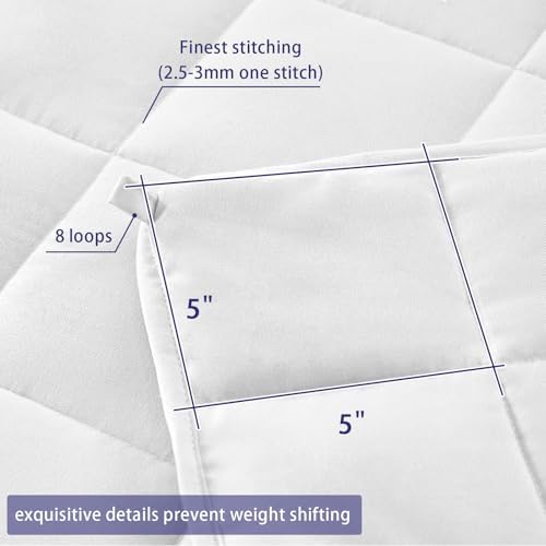 yescool Weighted Blanket for Adults (25 lbs, 60" x 80", White) Cooling Heavy Blanket for Sleeping Perfect for 240-260 lbs, Queen Size Breathable Blanket with Premium Glass Bead, Machine Washable - Image 4