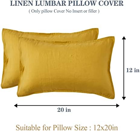 Simple&Opulence 100% Linen Lumbar Pillow Cover 12 x 20 Inches Set of 2 Rectangular Decorative Throw Cushion Cover for Couch Sofa Bed Living Room Office Soft Breathable Farmhouse - Mustard Yellow - Image 4