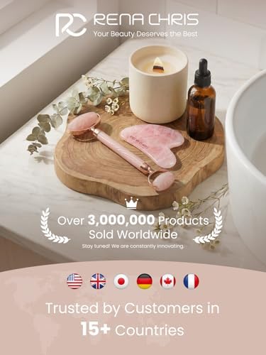 Rena Chris Gua Sha and Face Roller Set: Anti-Breakage Jade Roller for Long-Lasting Use, Jawline Sculpting and Puffiness Reducing, Gua Sha Facial Tools for Self Care Gift (Rose) - Image 7