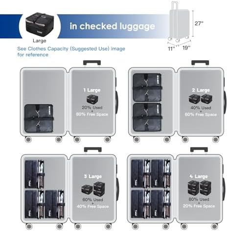 Grand Fusion Stow-N-Go Hanging Travel Shelves, Packing Organizer for Luggage. Carry on Closet for Suitcase. Expandable Packing Cube. Travel Essentials. (Black - L, L = (L) 11.8" x (W) 11.8") - Image 5