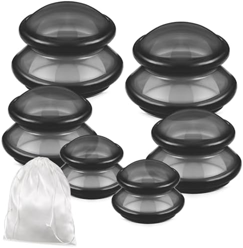 TrelaCo 6 Pcs Silicone Cupping Kit for Massage Therapy,Clear Black by TrelaCo